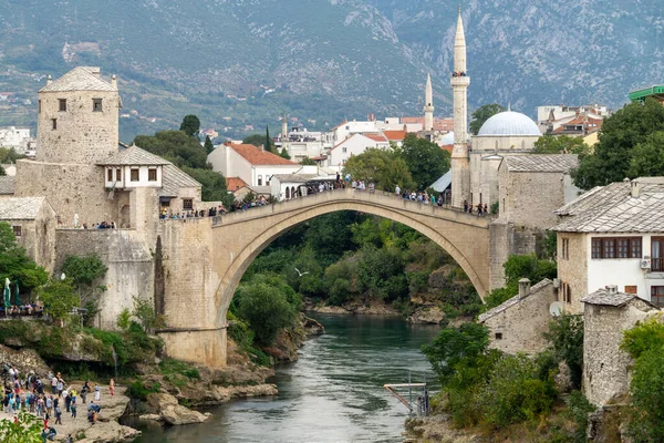 Gamla Stan Mostar Bosnien Och Hercegovina Med Stari Most Bro — Stockfoto