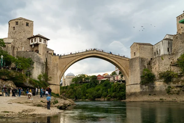 Cidade Velha Mostar Bósnia Herzegovina Com Ponte Stari Most Rio — Fotografia de Stock