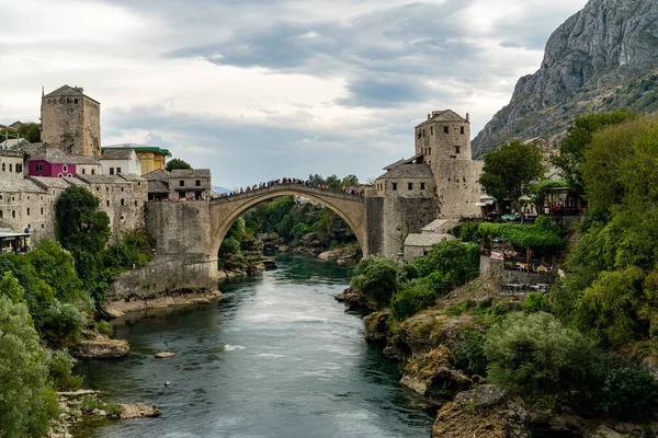 Gamla Stan Mostar Bosnien Och Hercegovina Med Stari Most Bro — Stockfoto