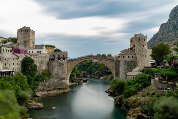 Gamla Stan Mostar Bosnien Och Hercegovina Med Stari Most Bro — Stockfoto