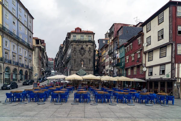 Malebné Barevné Budovy Náměstí Ribeira Řeky Douro Porto Portugalsko — Stock fotografie