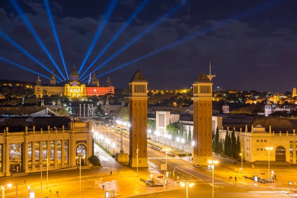 Ночной Вид Площадь Испании Барселоне — стоковое фото