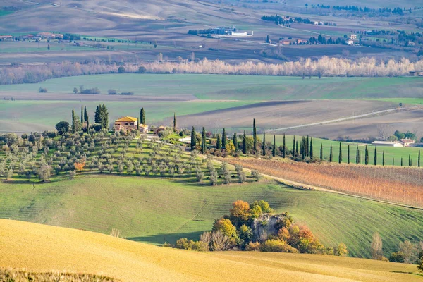 Vista Invernale Della Toscana Italia Pittoresco Panorama Invernale Della Toscana — Foto Stock