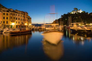 Portofino, İtalya'nın liman gece