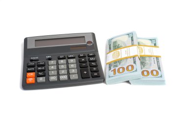 Dolar yığını ve izole hesap makinesi