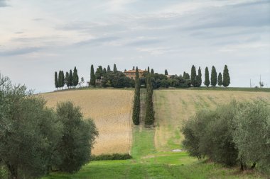 Toskana, kırsal günbatımı manzara