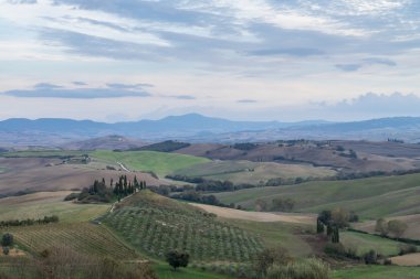 Toskana, kırsal günbatımı manzara