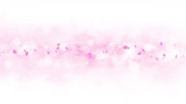 Renkli parlak taç yaprakları bahar arkaplanında sallanıyor. Güzel doğa sahnesi. İllüstrasyon kiraz çiçeği yaprakları. Soyut yay grafiği. Döngü canlandırması.