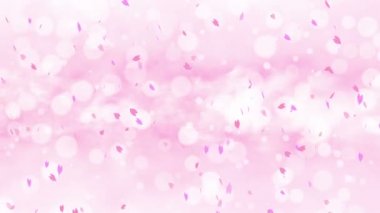 Renkli parlak taç yaprakları bahar arkaplanında sallanıyor. Güzel doğa sahnesi. İllüstrasyon kiraz çiçeği yaprakları. Soyut yay grafiği. Döngü canlandırması.