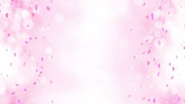 Renkli parlak taç yaprakları bahar arkaplanında sallanıyor. Güzel doğa sahnesi. İllüstrasyon kiraz çiçeği yaprakları. Soyut yay grafiği. Döngü canlandırması.