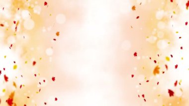 Parlak renkli yapraklar, sonbahar arka planında güneş ışığıyla sallanıyor. Güzel doğa sahnesi. Akçaağaç yaprakları. Soyut grafiği düşür. Döngü canlandırması.