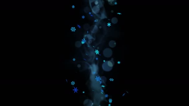 Kleurrijke Heldere Sneeuw Kristallen Schommelen Winter Achtergrond Met Zon Fakkels — Stockvideo