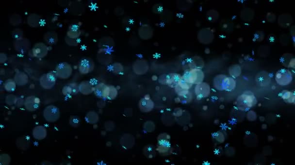 Kolorowe Jasne Kryształy Śniegu Kołyszące Się Zimowym Tle Rozbłyskami Słońca — Wideo stockowe