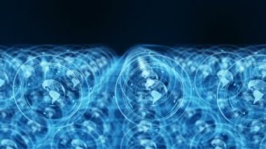 Ağ topluluğu. Dünya haritası. Sosyal medya konsepti. Genel ağ bağlantısı. Döngü animasyonu. Sosyal bağlantısı olan dijital teknoloji tasarımı.