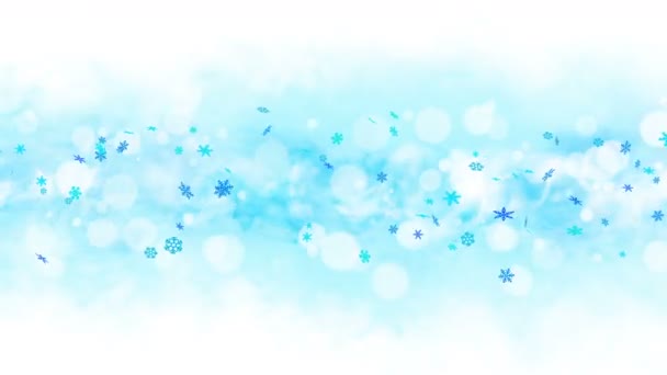 겨울에는 플레어를 배경으로 화려하고 결정들이 휘날리고 있습니다 아름다운 눈송이를 애니메이션 — 비디오