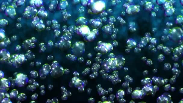 石鹸の泡がたくさん飛んでいる 虹色の現実的な水の球 光沢のある虹泡が回転する3Dアニメーション ループアニメーション — ストック動画