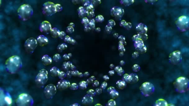 Vlieg Veel Zeepbellen Realistische Waterbol Met Regenboogkleuren Animatie Van Glanzende — Stockvideo