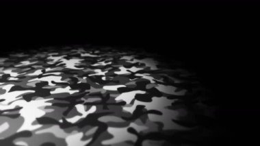 Beyaz kamuflaj desenli arka plan. Askeri üniforma konsepti. Soyut çizgi ve dalga dokusu. Döngü canlandırması.