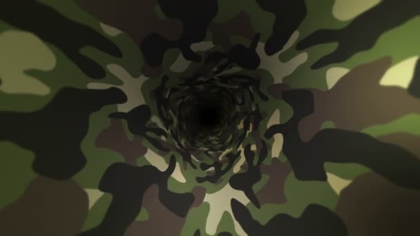 绿色迷彩图案背景 军服概念 抽象线条和波纹 循环动画 — 图库视频影像