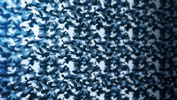 青の迷彩柄の背景 軍の制服コンセプト アブストラクトラインと波の質感 ループアニメーション — ストック動画