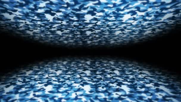 Синій Камуфляжний Візерунок Тла Концепція Військової Форми Абстрактна Текстура Лінії — стокове відео