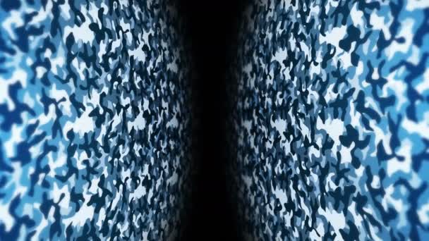 蓝色迷彩图案背景 军服概念 抽象线条和波纹 循环动画 — 图库视频影像