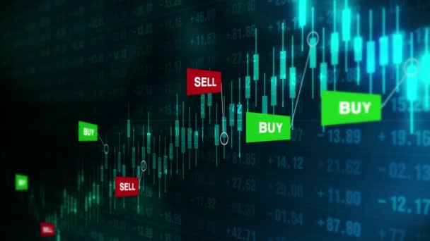 Comprar Vender Sinais Para Comércio Forex Gráfico Vara Vela Mercado — Vídeo de Stock