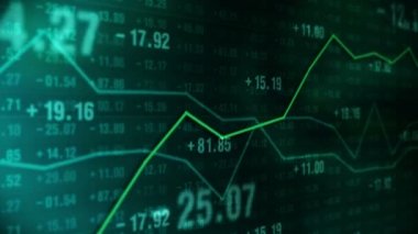 Borsada hat grafiği ve rakamlar. İş Başarı ve büyüme konsepti. Ekranda soyut finansal tablo. Döngü canlandırması.