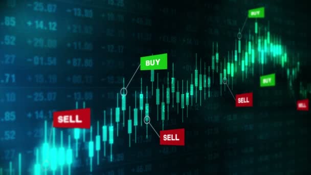 Comprar Vender Señales Para Comercio Divisas Gráfico Palo Vela Bolsa — Vídeos de Stock