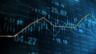 Borsada hat grafiği ve rakamlar. İş Başarı ve büyüme konsepti. Ekranda soyut finansal tablo. Döngü canlandırması.