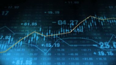 Borsada hat grafiği ve rakamlar. İş Başarı ve büyüme konsepti. Ekranda soyut finansal tablo. Döngü canlandırması.