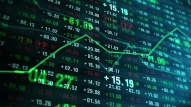 Borsada hat grafiği ve rakamlar. İş Başarı ve büyüme konsepti. Ekranda soyut finansal tablo. Döngü canlandırması.