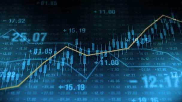 Gráfico Línea Números Mercado Valores Concepto Éxito Crecimiento Empresarial Cuadro — Vídeo de stock