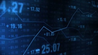 Borsada hat grafiği ve rakamlar. İş Başarı ve büyüme konsepti. Ekranda soyut finansal tablo. Döngü canlandırması.