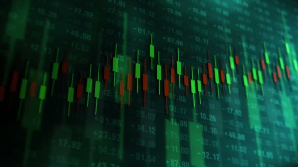 Grafik Und Zahlen Aktienmarkt Erfolgs Und Wachstumskonzept Kerzenständer Diagramm Abstraktes — Stockvideo