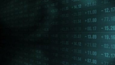 Finansal borsa numaraları. İş başarısı ve büyüme kavramı. Ekranda soyut ekonomi verileri. Döngü canlandırması.