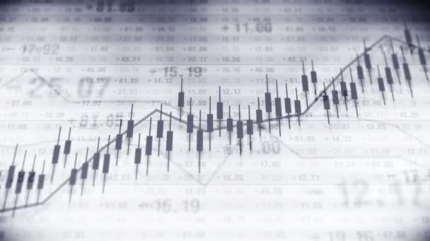 Grafico Numeri Borsa Business Concetto Successo Crescita Monocromatico Grafico Finanziario — Video Stock