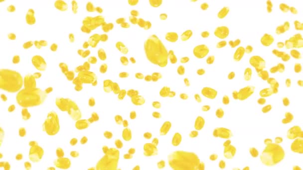 Volando Muchos Granos Maíz Sobre Fondo Blanco Semillas Amarillas Maíz — Vídeo de stock