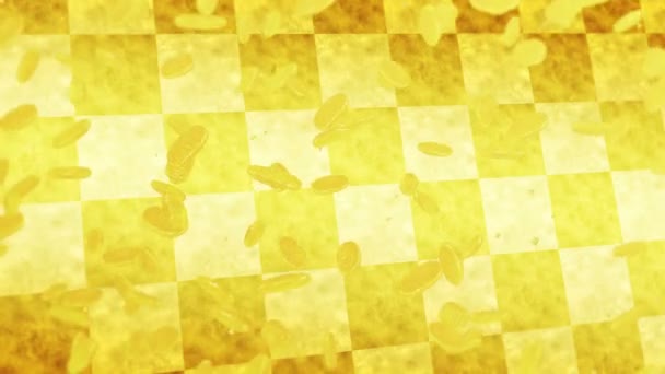 用黄金做背景的科班金币日本椭圆形金币 江户时期的钱硬币旋转的3D循环动画 — 图库视频影像