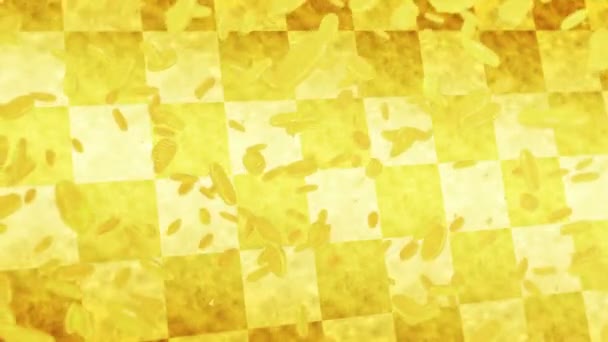 Летючи Багатьох Монетах Золотому Тлі Японська Овальна Золота Монета Гроші — стокове відео