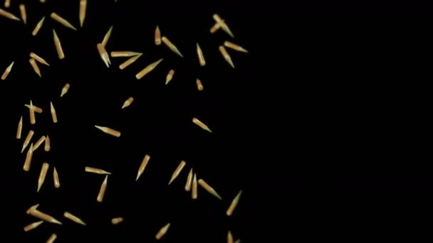 Много Патронов Пули Черном Фоне Военное Понятие Нарисуй Коричневые Пистолетные — стоковое видео