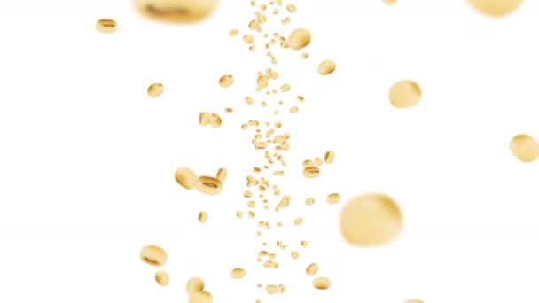 Flying Many Soybeans White Background Light Brown Grains Soya Bean — Stock Video