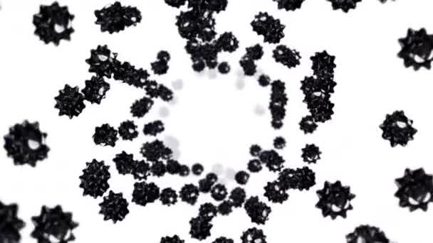 白い背景に漫画のキャラクターで多くのウイルスを飛んでいます 医学的概念 怒って面白い黒ウイルスマスコット 3dループアニメーション ストック動画 C Ykart