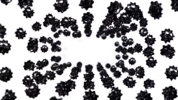 Vliegen Veel Virus Stripfiguur Witte Achtergrond Medisch Concept Grappige Zwarte — Stockvideo