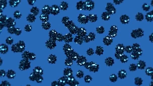 Vliegen Veel Virus Stripfiguur Blauwe Achtergrond Medisch Concept Grappige Zwarte — Stockvideo