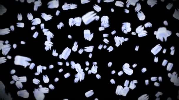 许多白色的牙齿在黑色的背景上飞行 牙科护理的概念 3D动画的牙齿旋转 循环动画 — 图库视频影像