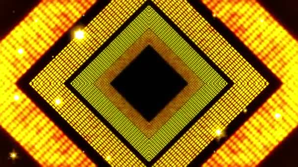 キラキラした正方形の要素を持つ古典的な黄金の線 概要豪華な背景 現代の幾何学的概念 ループアニメーション — ストック動画