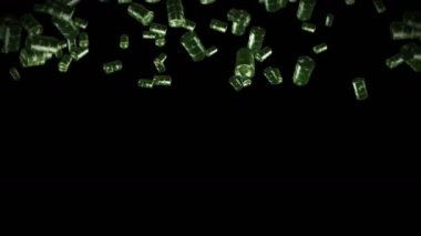 Siyah arka planda bir sürü eski yakıt bidonunu uçurmak. Kimya endüstrisi, metal variller. Yağ tankının dönüşümlü 3 boyutlu animasyonu. Döngü canlandırması.