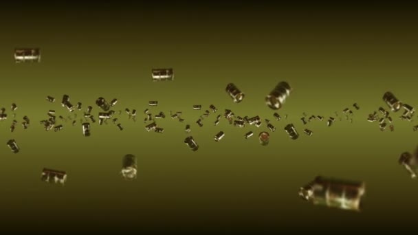 Літає Багато Старих Паливних Барабанів Коричневому Тлі Хімічна Промисловість Металеві — стокове відео