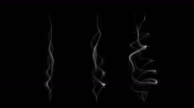 Bir dizi gerçekçi duman ya da buhar animasyonu. Beyaz duman koleksiyonu. Bulutluluk. Sigara dumanı. Sis ya da sis. Döngü canlandırması.